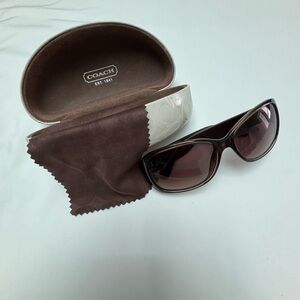 Coach Dark Brown Sunglasses S3005 with White Case and Cleaning Cloth